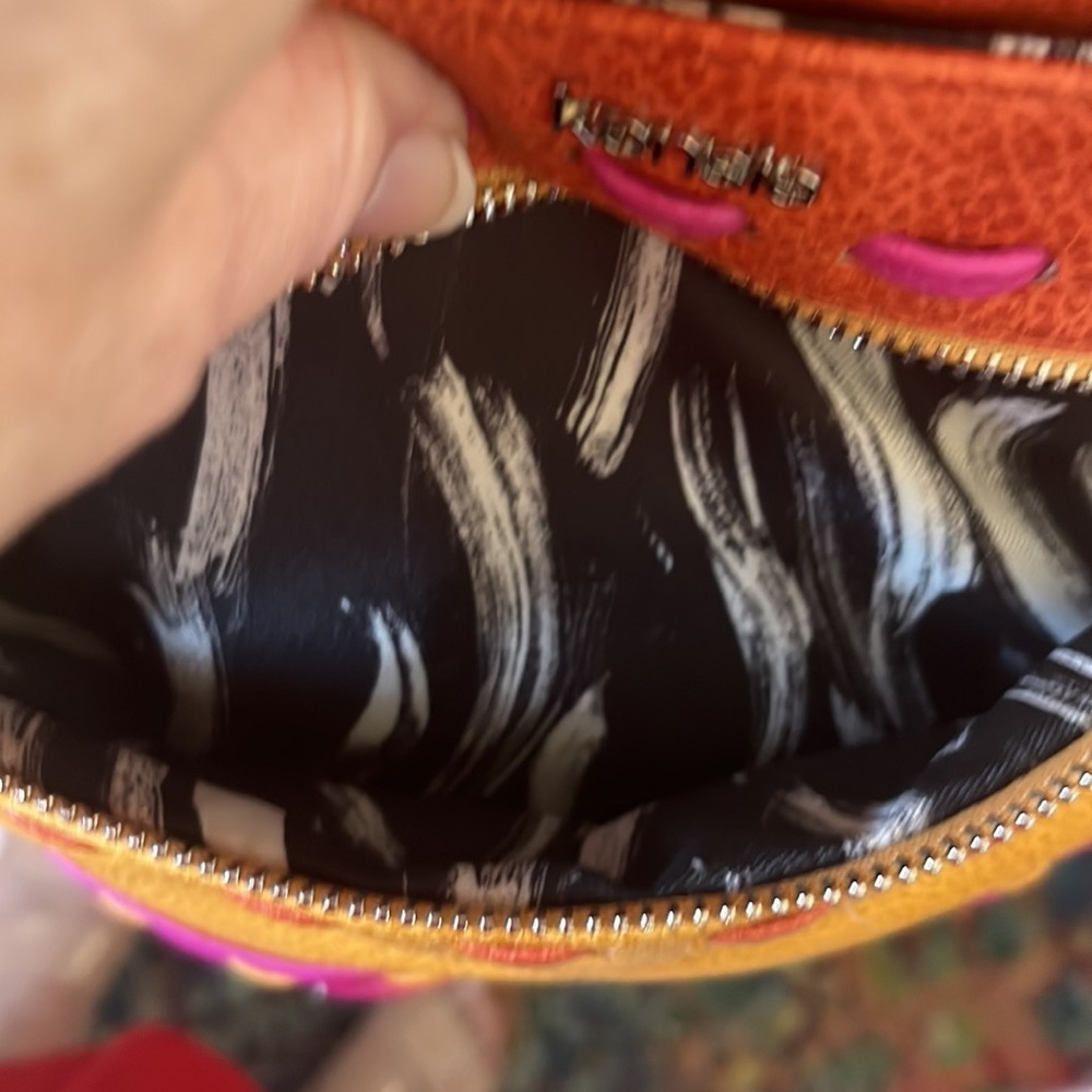 Kenzie  Crossbody or shoulder Bag  Bright pink, orange, goldenrod  10hx 12w x 3d - Picture 5 of 16